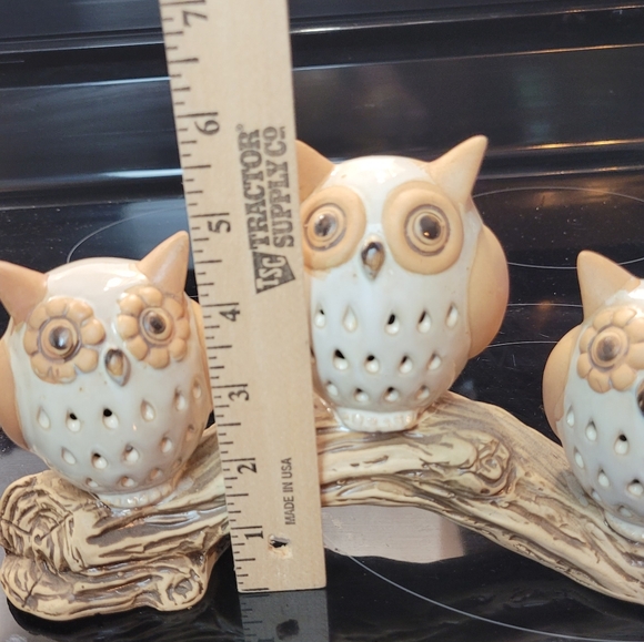 Ceramic Owls on a Branch - Picture 14 of 15